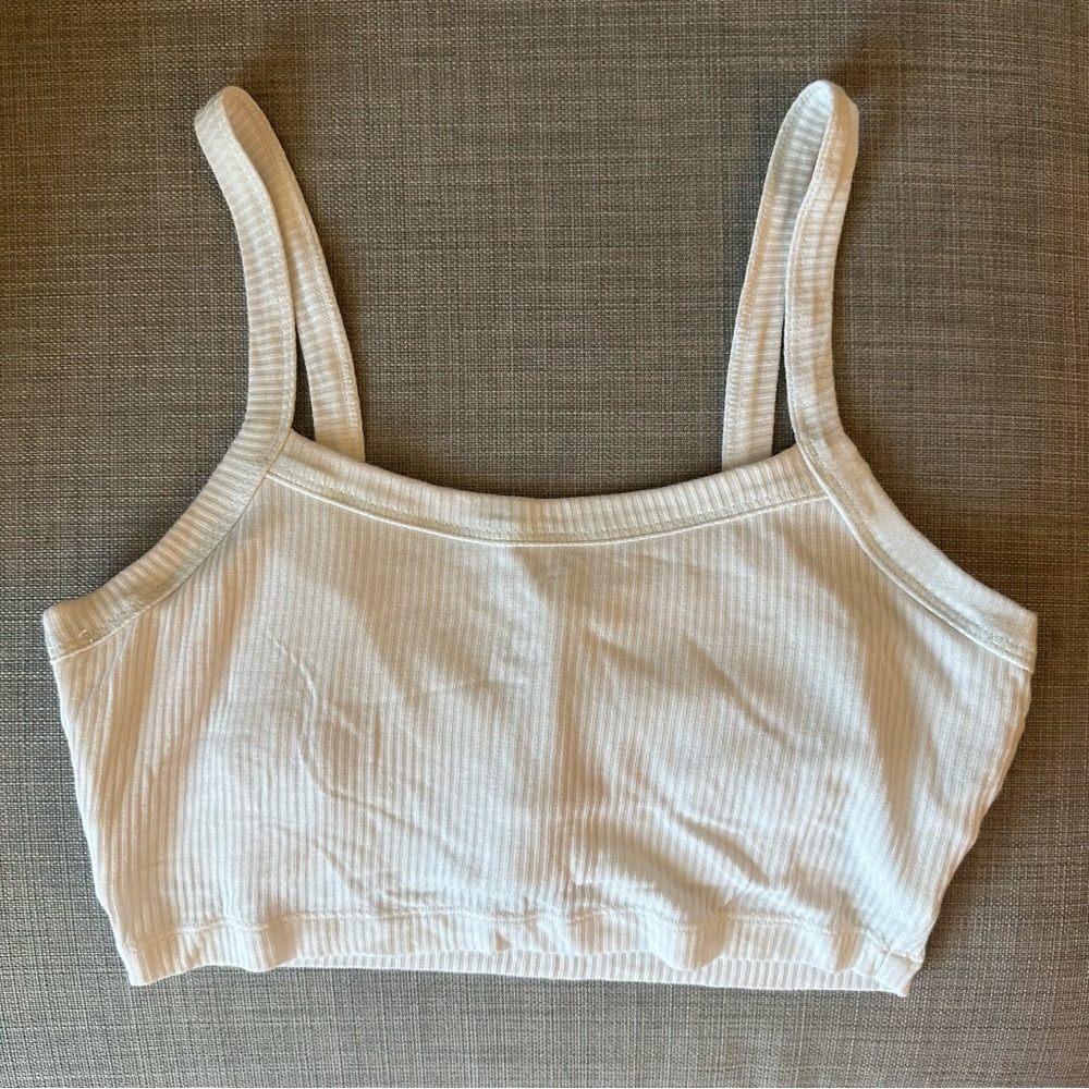 ALO Yoga White Whisper Bra Ribbed Tank